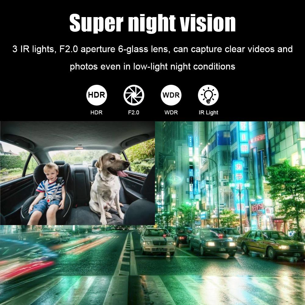 Universal Interior Monitor HD 1080P 12V Auto Accessories 3 Lens Driving Video Recorder 2 Inch Screen Car DVR Dash Cam Rearview Camera