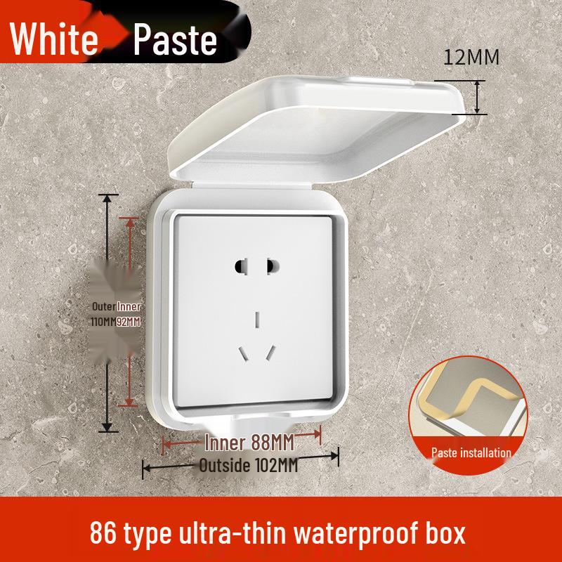 Type 86 Waterproof Bathroom Switch Socket Cover - Transparent Adhesive Splash Box for Power Protection