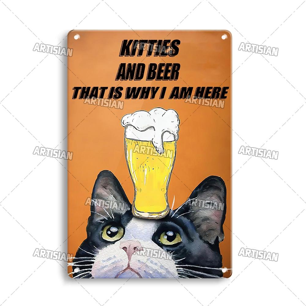 Artisian Black Cat Retro Metal Plaque Funny Pet Vintage Decorative Tin Sign Wall Decor Garage Bar Pub Club Kitchen Home Man Cave