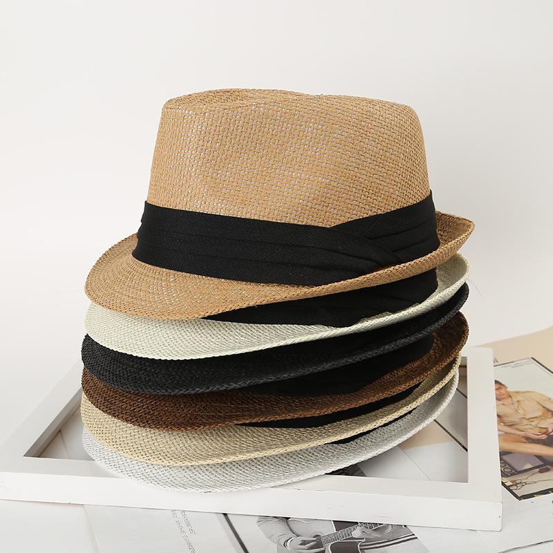Hot Selling Panama Straw Hat Curled Gentleman Sunscreen Beach Hat Three Fold Edge Straw Jazz Top Hat