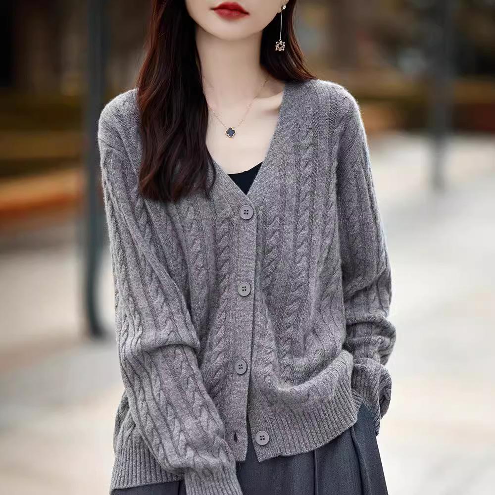 Women's V-neck Cashmere Wool Cardigan - Autumn 2025 Collection
