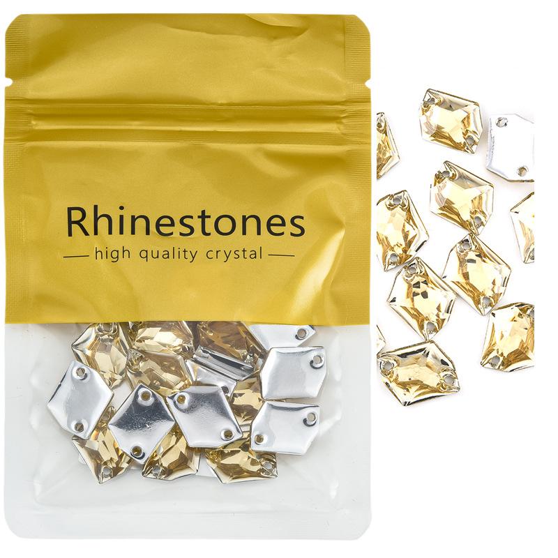 

Смола Плоское Дно Двойное Отверстие Ручной Шов Дрель, Специальной Формы Плоская Пряжка Ручной Шов Камень, Посеребренное Дно Аксессуары для Ювелирных Изделий из Страз Сделай Сам 16x20mm 50pcs/bag