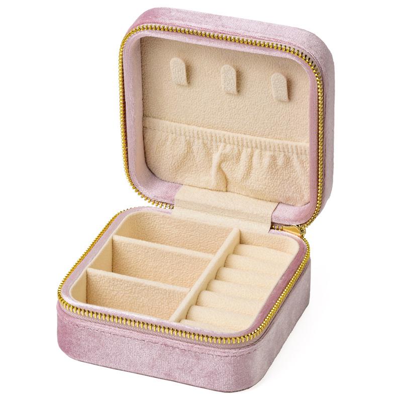 Velvet Travel Jewelry Box for Ear Studs, Necklaces, and Rings