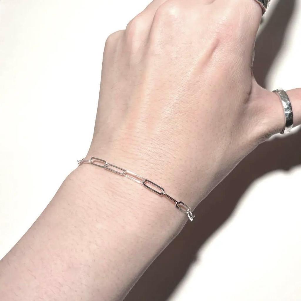 Used ITALY925 Italian Silver Vintage Narrow Chain Bracelet