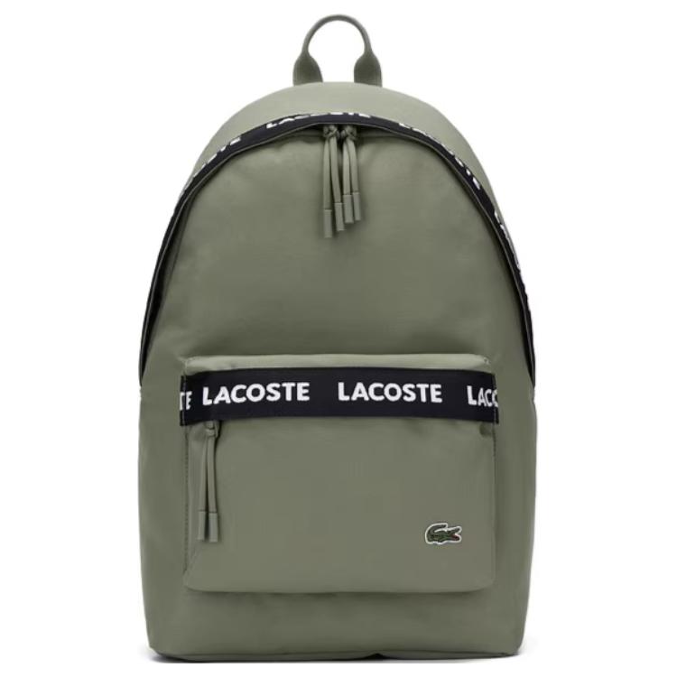Lacoste Letter Logo Zipper Closure Fabric Backpack Large Unisex backpack Fennel-Green NU4685NZ-N74 Fennel Green,Large
