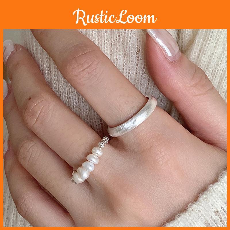 Korean Stylish Inspired Adjustable Pearl And Silver Ring For Women Modern Fashion 2023 Jewelry