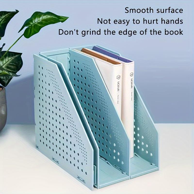 High qualityRetractable 4-Compartment Bookshelf File Storage Box: Desk Necessities & Data File Organizer for Office Furniture, School Storage