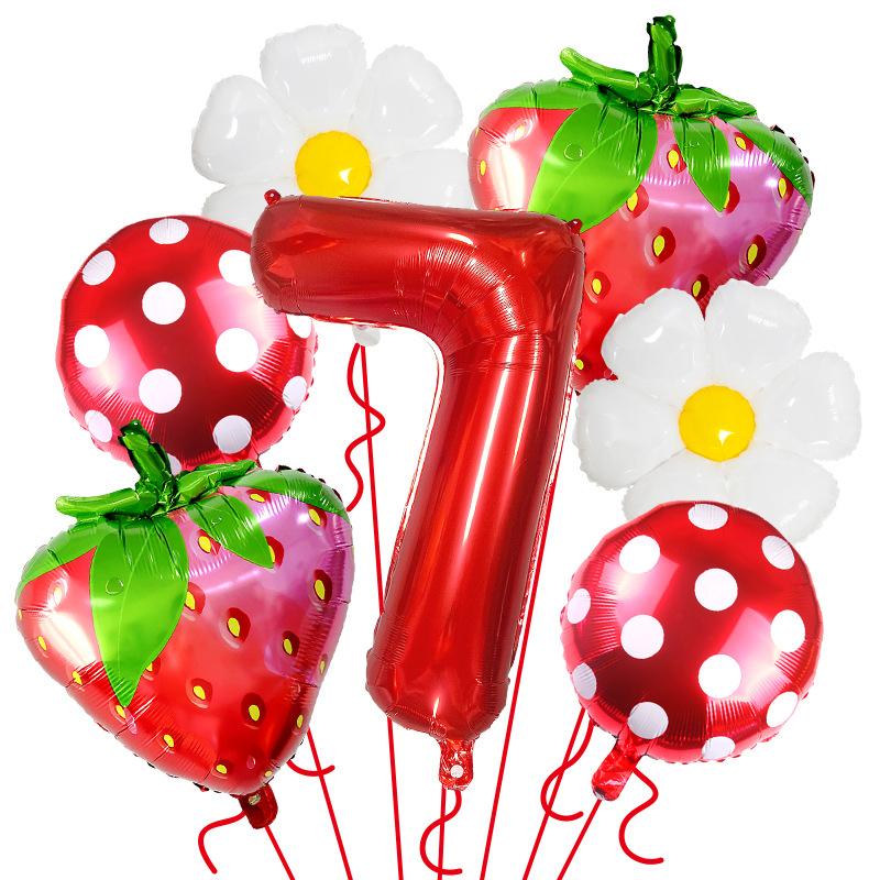 Fruit Series Gradual Change Strawberry Balloon Set Hawaiian Party Decoration Anniversary Decoration Birthday Balloon