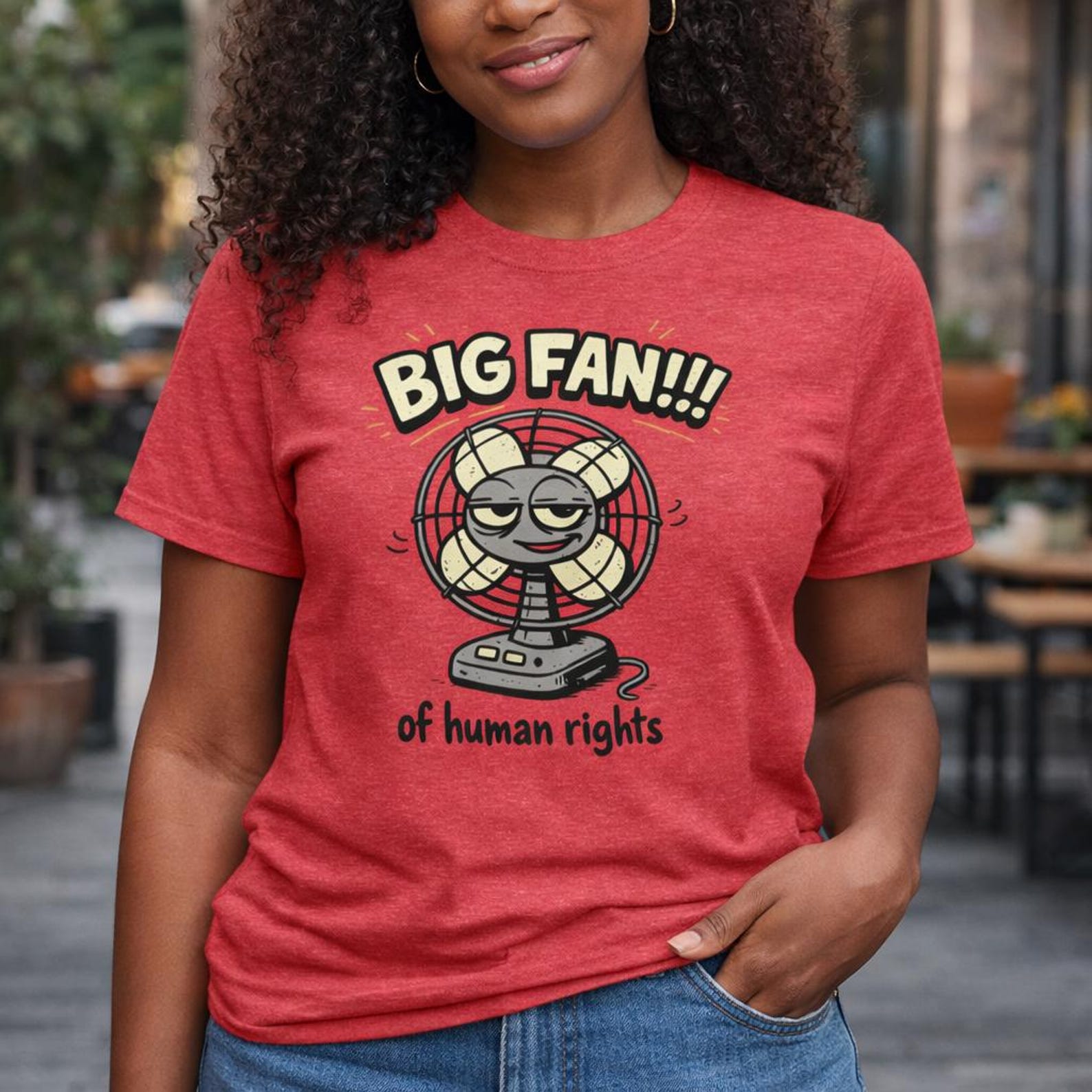 Ironic Human Rights T-Shirt – Big Fan Graphic Tee L