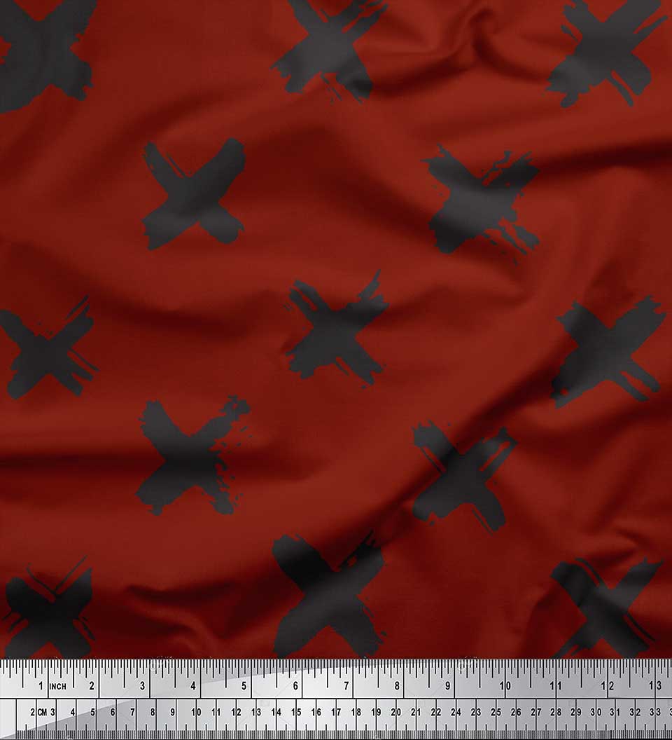 

Soimoi Red Japan Crepe Satin Fabric Brush Stroke Abstract Print Sewing Fabric metre 42 Inch 42 Inch Wide - Poly Georgette червоний