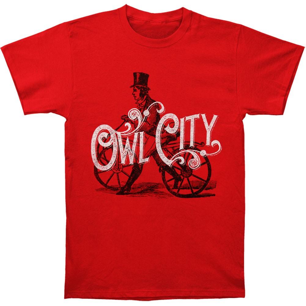 Men s Owl City Bicycle Slim Fit T-shirt XX-Large Red S