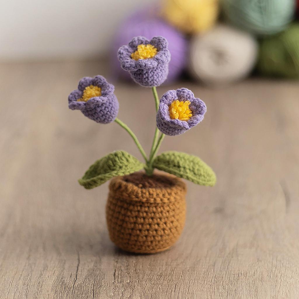 Háčkovaný slunečnicový košík Ručně pletené simulované slunečnice Květináčové ozdoby Sváteční dárky