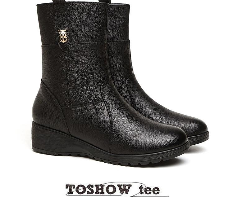 Autumn and Winter New Women's Boots Winter Mother Shoes Cotton Fashion Medium Boots Foreign Trade Large Size Leather Boots