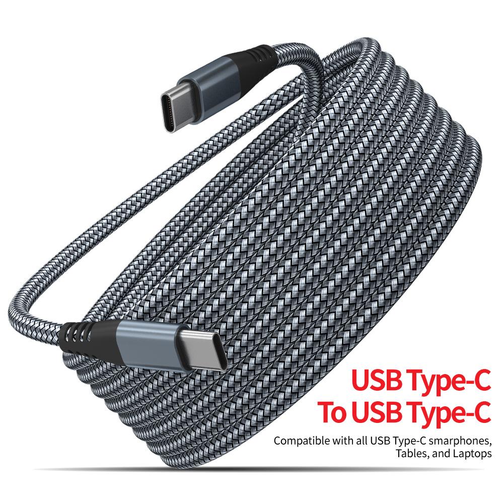 Factory  Black Nylon Braid Pd 60w Phone Fast Charger 3m Usb Type C To Type C Charging  Data Cable for Iphone15 16 Plus
