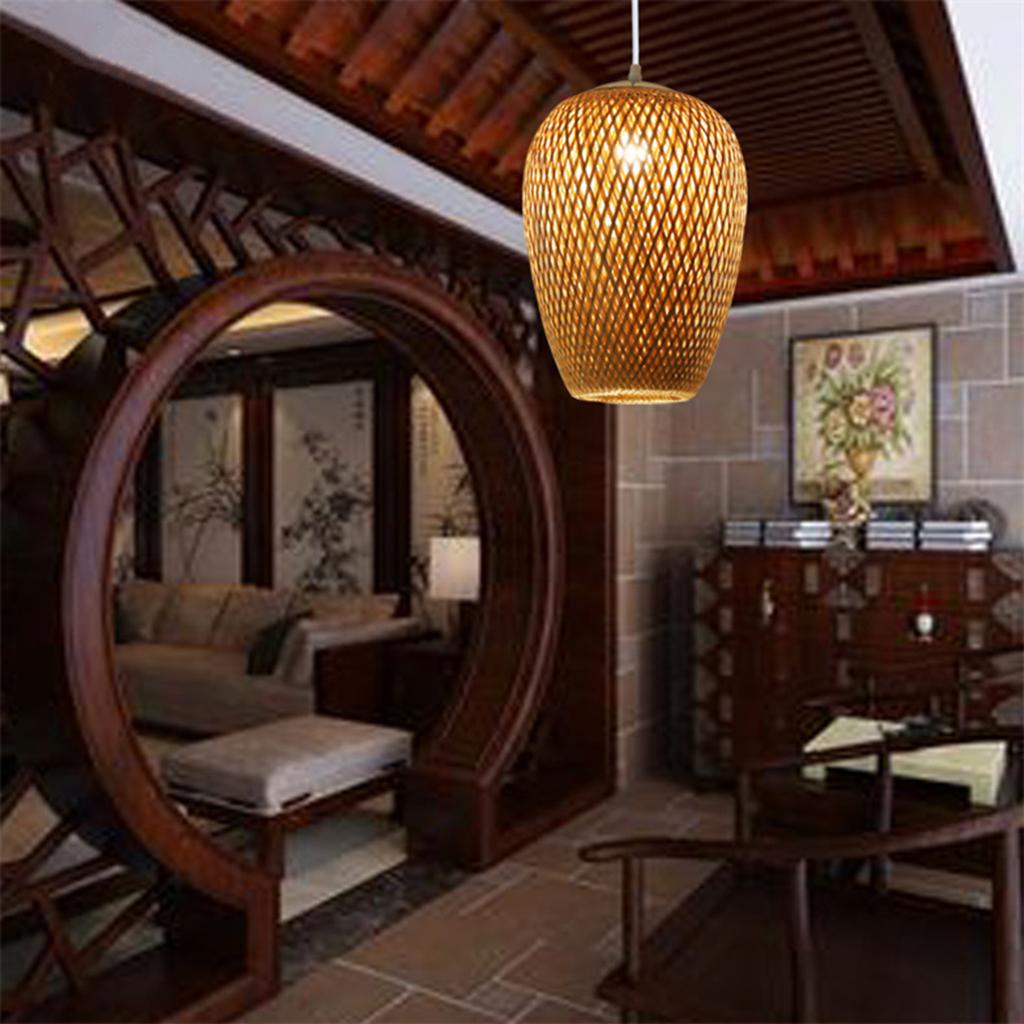 Bamboo Lamp Shades Weave Hanging Light Ceiling