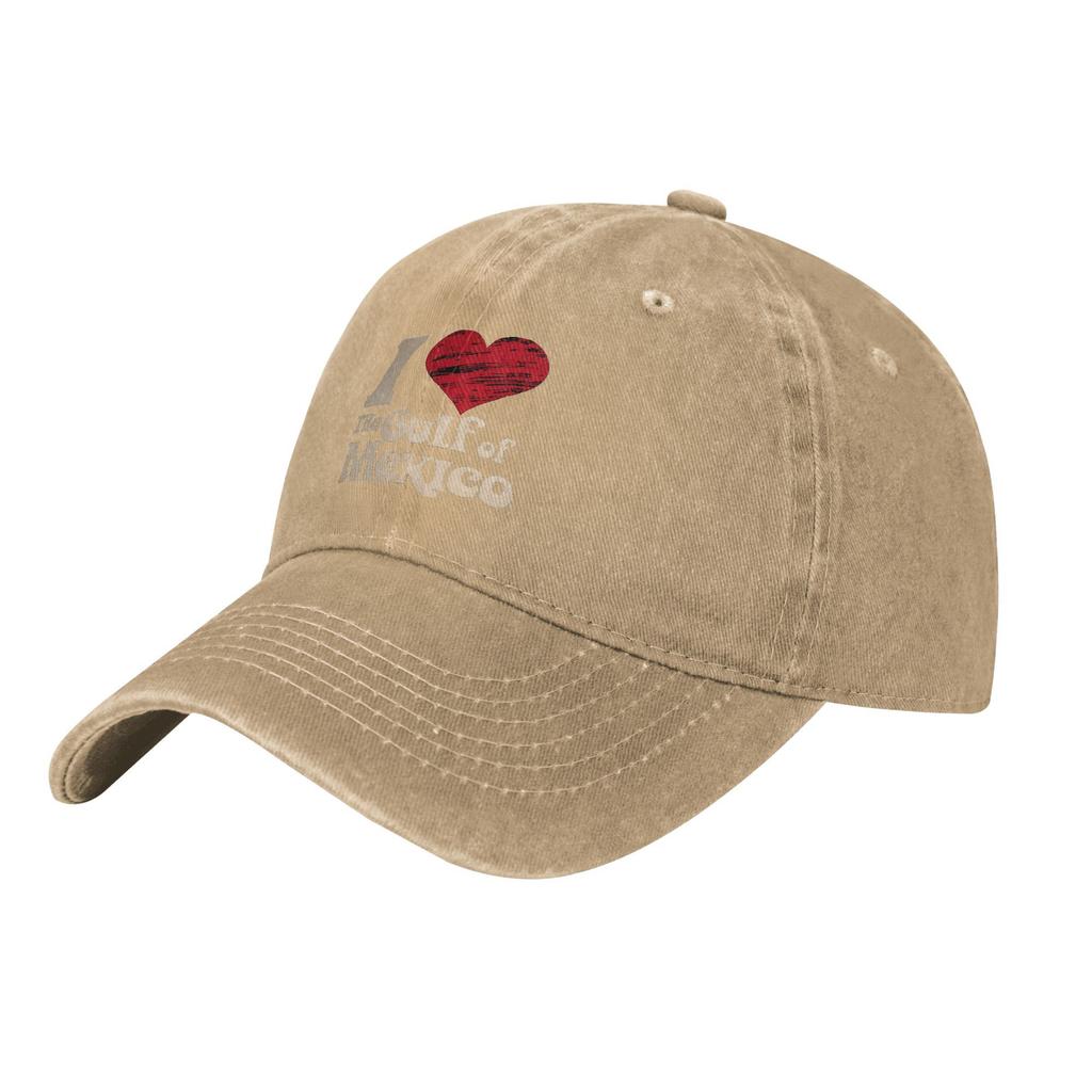 Retro I Love The Gulf Of Mexico Baseball Caps Unisex Distressed Cotton Snapback Hat Travel Gift Caps Hat