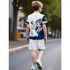 Boys' Fashion Set, Casual Pullover, Short Sleeved Shorts, T Sports Shirt, Boys' Outdoor T-shirt Shorts Set