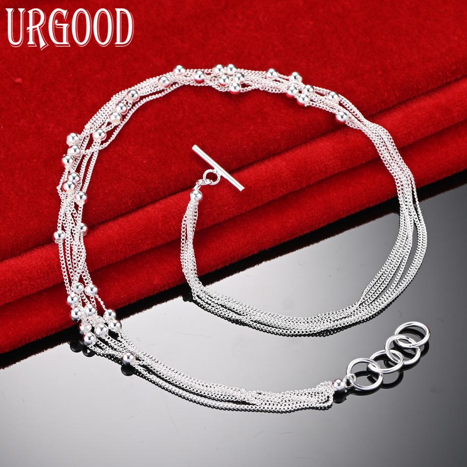 925 Sterling Silber Hochzeitsschmuck Mehrsträngige Perlenkette