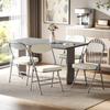 Set of Four Folding Corduroy Seat Chairs, Cream