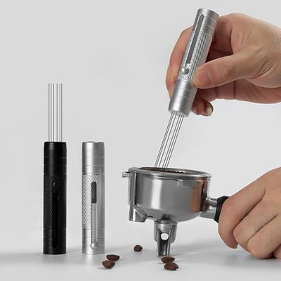 Geri çekilebilir Espresso Dağıtım Aracı Manyetik Paslanmaz Çelik 6 İğneler Alüminyum Espresso Kahve Tozu Karıştırıcı Dağıtıcı Barista Mutfak Malzemeleri
