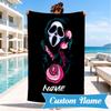 Custom Name Horror Movie Characters  Beach Towel Microfiber Beach Towel, Lightweight and Quick-Dry, for Summer Travel, Swimming Pool Gift