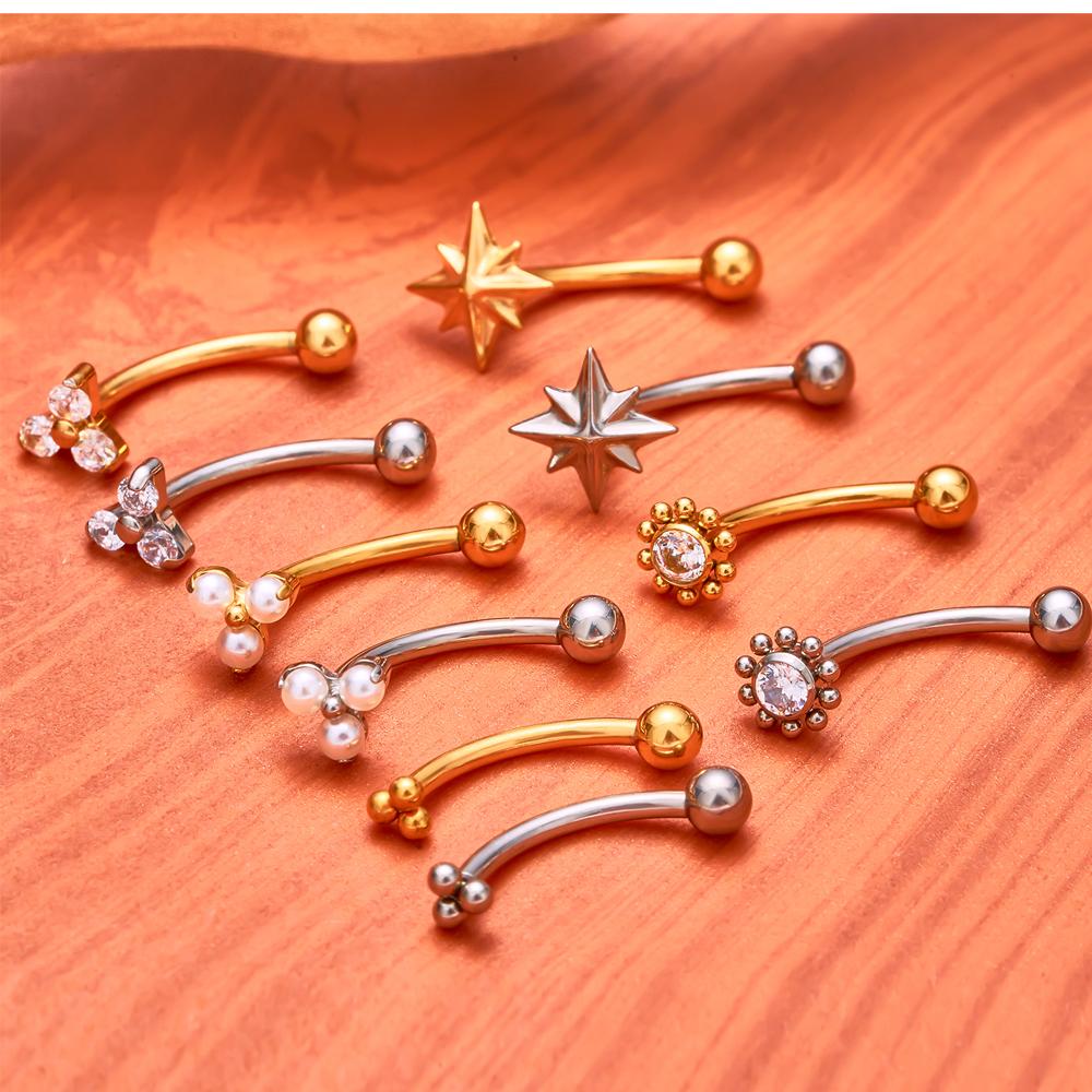G23 Titanium ASTM-F136 Piercings Eyebrow Internal thread Eyebrow Piercings Body Zircon For Women zircon Earring