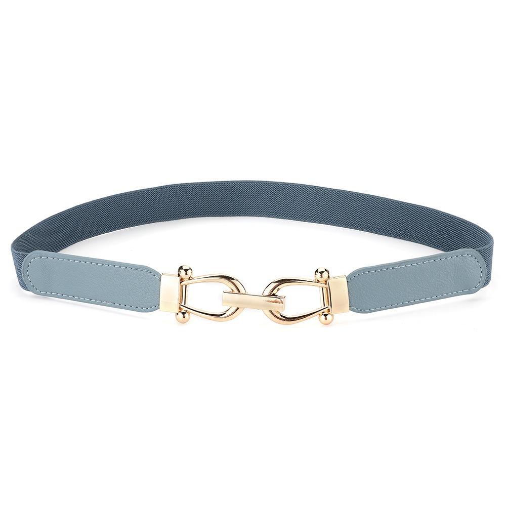 

Slim Design Women s Belt Interlocking Buckle Vintage Style Waist Belt Adjustable Stretchy Material Skinny Belt Waist Cincher небесно-голубой
