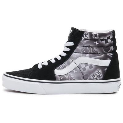 Sk8 Yüksek Bilekli Kaykay Ayakkabıları Siyah ve Beyaz Baskılı Unisex Spor Ayakkabı VN0A32QG4U8