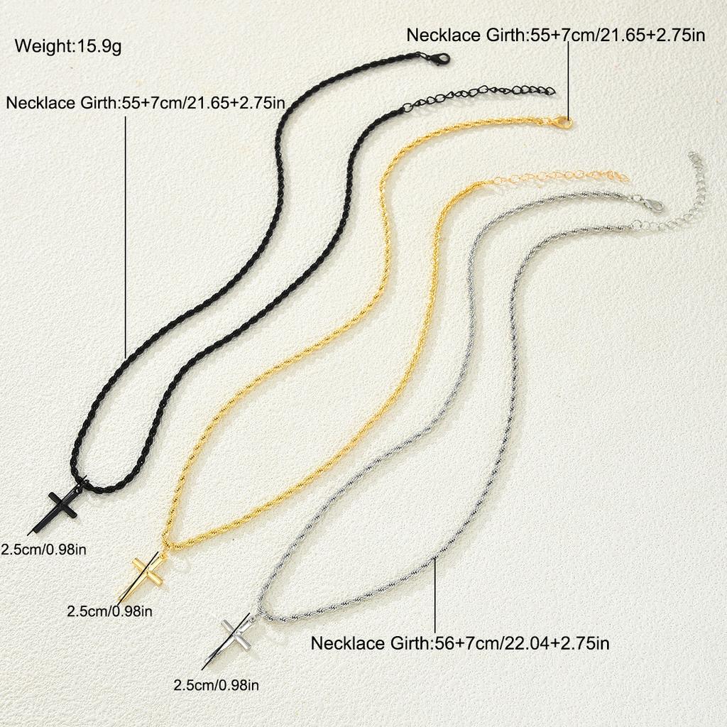 Fashion Cross Pendant Necklace For Women Men Simple Gold Silver Black Color Twisted Chain Unisex Necklaces Punk Hip Hop Jewelry
