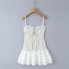 2026 Sweet Chic Lace Patchwork Backless Spaghetti Strap Mini Dress
