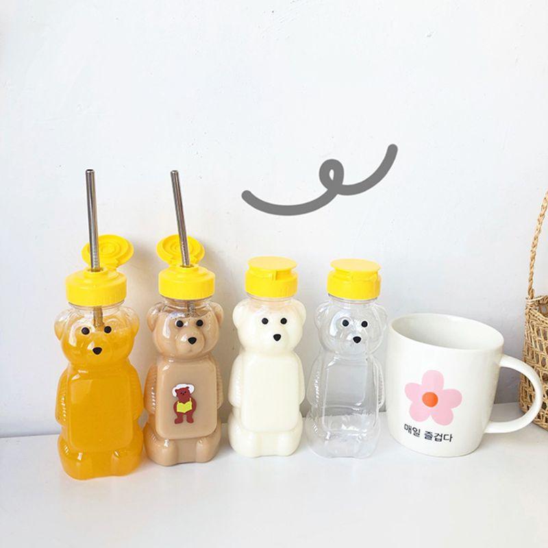 Nydelig tegneserie Bjørn Halmkopp Vannflaske med lokk Lekksikker Hjemreiseparkopp