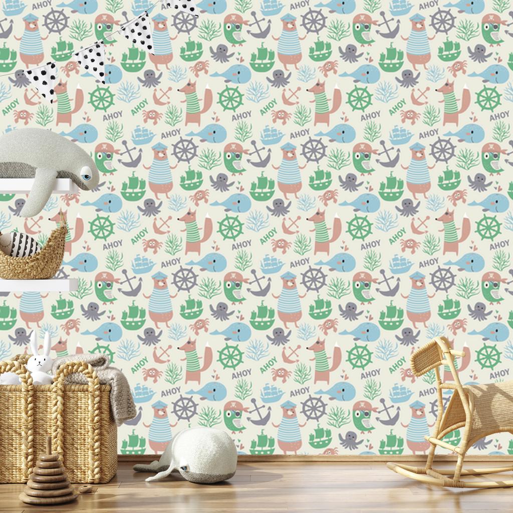 Animals Pirates Wallpaper for Living Room and Bedroom 50x1000