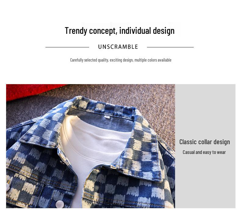 Men's Trendy Loose Plaid Print Denim Jacket Shirt - Douyin Bestseller