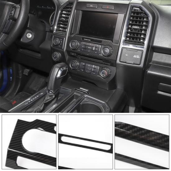 Carbon Fiber Volume Adjustment Panel Cover Trim Radio Bezel For Ford F150 2015+