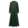 Women's Long Sleeve Button Down Casual Outfits Solid Color Round Neck Maxi Dresses