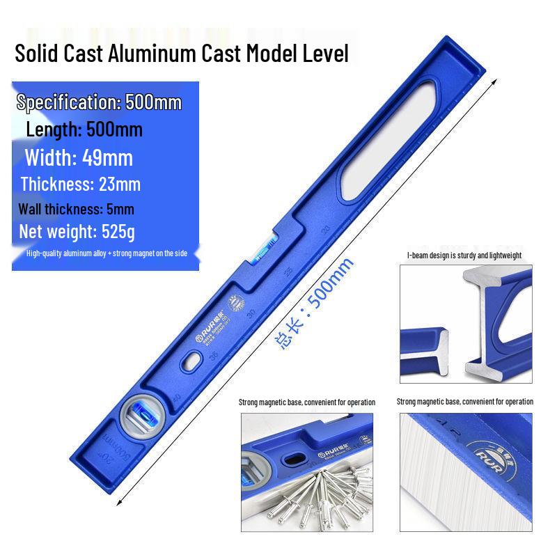 High Precision Solid Cast Aluminum Magnetic Spirit Level for Wall Tile Decoration