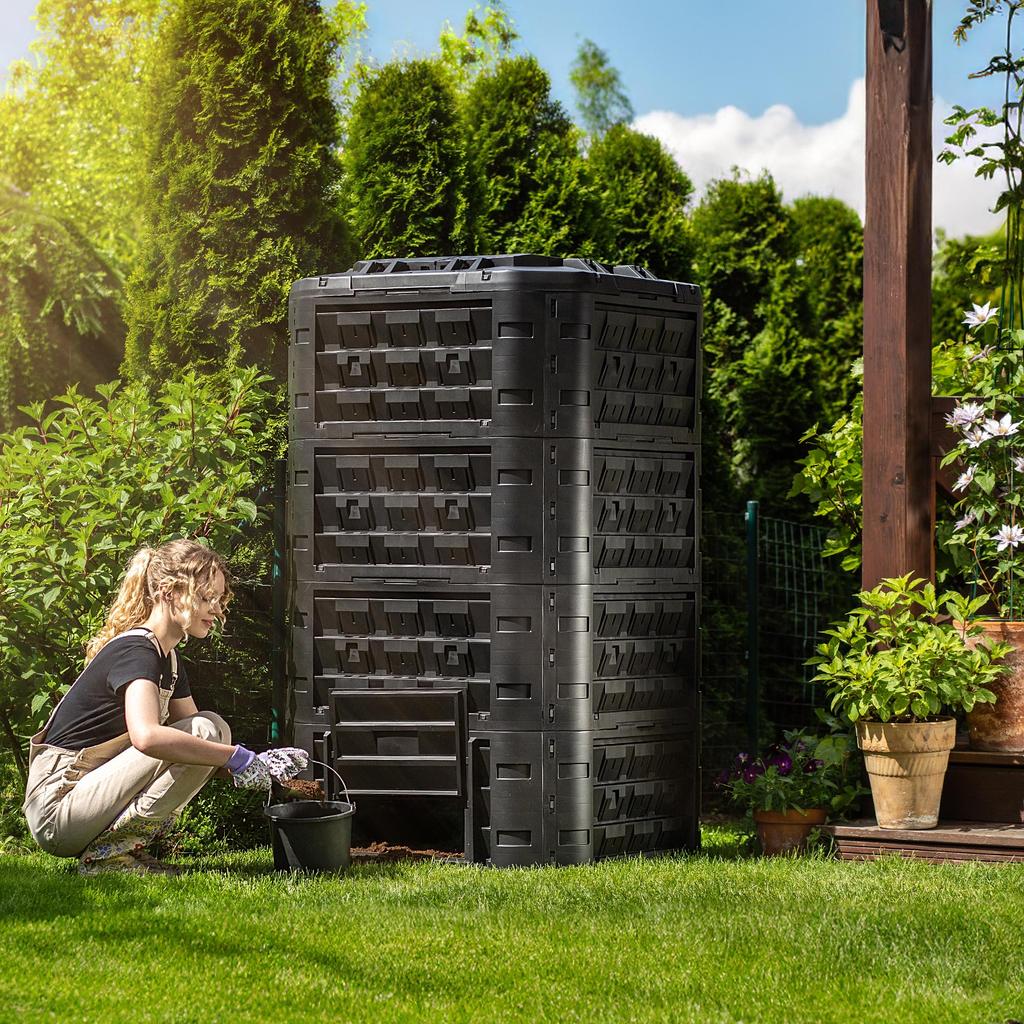 KADAX Composter Black Garden Modular Frost-Resistant Fertilizer Tank 1250L