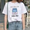 Kawaii Women T-Shirt Cartoon Milk Print Funny Top Female T Shirt Ulzzang Harajuku Aesthetic Casual O-Neck Ladies Tee Clothing