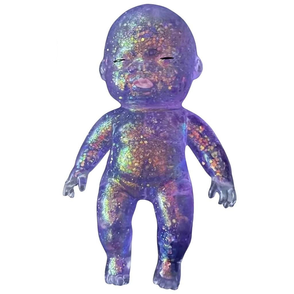 Squishy Babies Glitter Soft Moldable Cute Squishy Slow Rise Relaxing Sensory Fidget Relief Anxiety Stress Fun Desk Accessory for Adults Blue