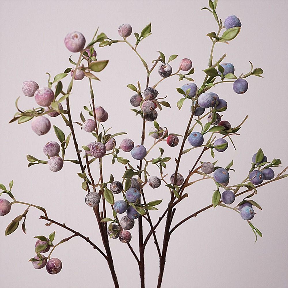 Multicolor Frosted Berries Branch Green Leaves Long Branches Artificial Fruit Branches Accessories Small Apples