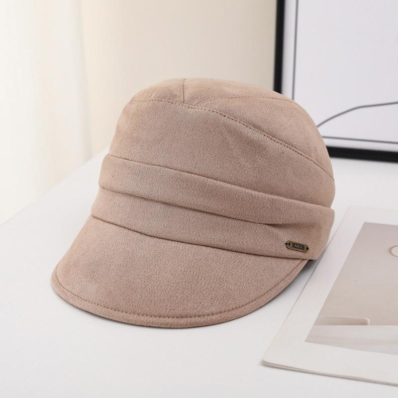 Minimalist cold wind cap women's retro suede short-brimmed hat autumn and winter versatile face small equestrian hat
