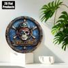 Placa Artística Redonda de Alumínio Pirata Vintage Bem-vindo Decoração de Casa Bar Café Parede