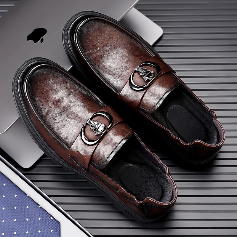 Fashion Spring Autumn Genuine Leather Loafers for Men Fashion Casual New Designer Shoes Male Solid Color Shallow Mouth Luxury Shoes Man
