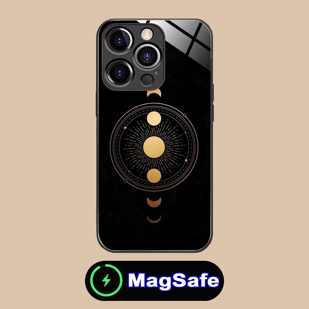 Sun Moon Mobile Cell Phone Case for iPhone 17 16 15 14 13 12 11 Air Pro Max Plus Mini MagSafe Glass Colorful Cover Cover Luxury
