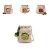 Cute Knitted Water Bucket Bag With Drawstring And Rose Design For Daily Casual Women