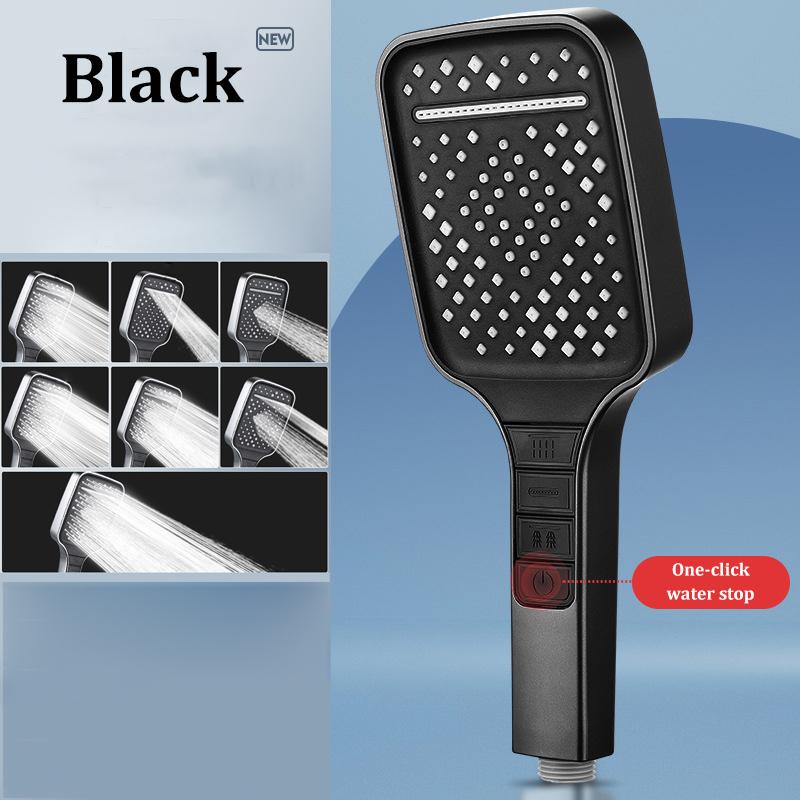 

7-speed Booster Handheld High-quality Shower Head Shower Household Large Panel Filter Shower Head Set чёрный