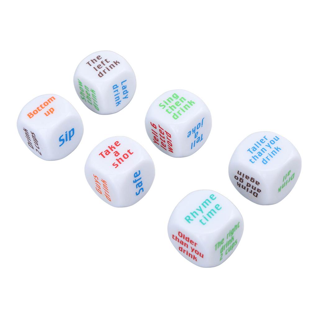 6PCS Large Drinking Dice Set Drinking Game Dice Bar Turnt Drunk Frenzy Party Rolling Decider White