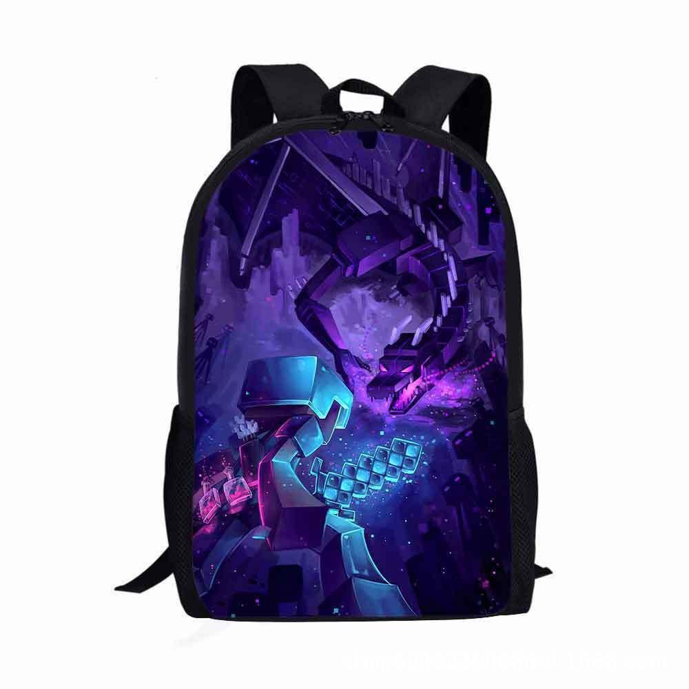 Square Man School Bag Cartoon Backpack Minecraft Backpack Game Printing Large Capacity