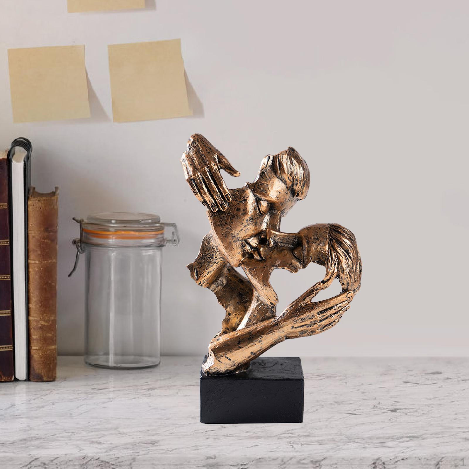 

Абстрактное искусство Скульптура для пар, поцелуй, настольная центральная часть, статуэтка целующегося любовника для Brass Colored