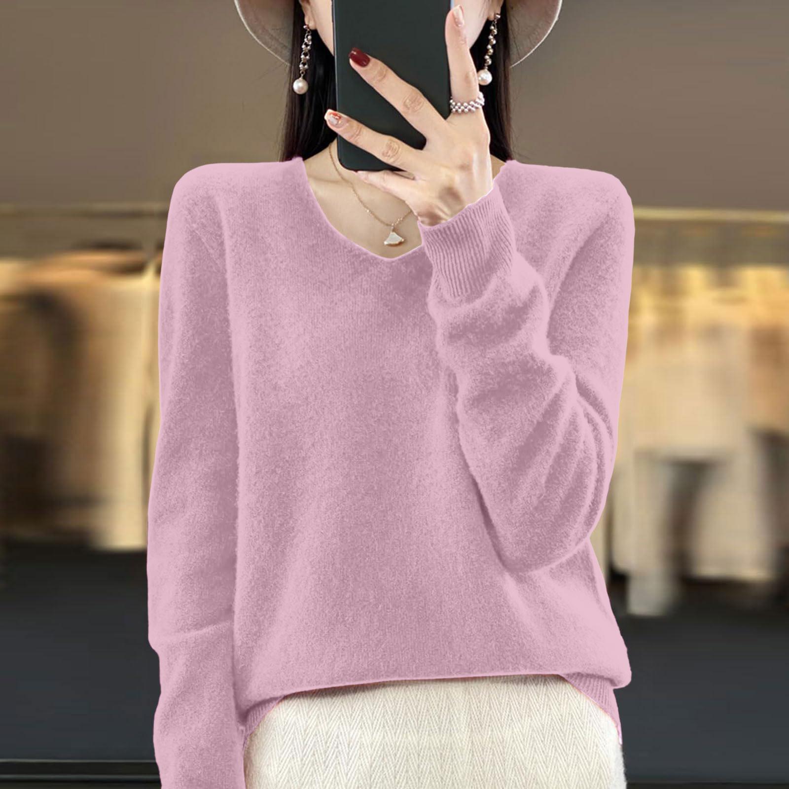 

Женский вязаный топ с V-образным вырезом и длинными рукавами, повседневный комфорт, блузка с длинными рукавами XL фиолетовый